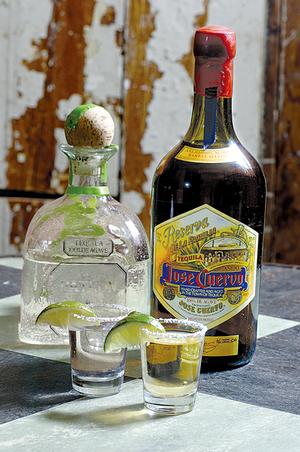 Patron and Jose Cuervo shots at Cozymel's