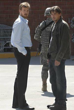 Eric (Kenneth Mitchell) and Jake (Skeet Ulrich) appear in in the television show "Jericho" in this photo released by CBS.