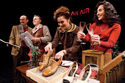 a-bryan-humphrey-from-left-larry-daggett-alanna-newton-and-amy-hutchins-create-sound-effects-to-accompany-the-radio-play-version-of-its-a-wonderful-life-a-live-radio-play
