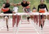 Newport's Caleb Cross (center) is the top 110 hurdler in the state, but he shines nationally in the 300 hurdles, with a time 37.20 seconds that ranks 10th in the country.