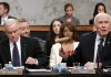 Senate Judiciary Committee Chairman Sen. Patrick Leahy, D-Vt, right, gavels a recess as the committee's ranking Republican Sen. Jeff Sessions, R-Ala., sits at left, after the committee approved the nomination of Supreme Court nominee Sonia Sotomayor.