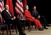 From left, Chinese Vice Premiere Wang Quishan, Secretary of State Hillary Rodham Clinton and Treasury Secretary Timothy Geithner listen as Chinese State Councilor Dai Bingguo, not pictured, delivers closing statements at the U.S.-China Strategic and Economic Dialogue in Washington.