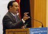 Husain Haqqani, Pakistan's ambassador to the United States, speaks in Sturgis Hall at the UA Clinton School of Public Service in Little Rock