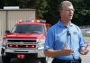 Lt. Terry Hastings with the Little Rock Police Department stands by during a demonstration of the new "siren" being used by the agency.