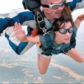 Shown falling are Cindy Lattimore and instructor Hoyt Perry.