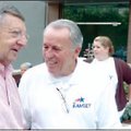 Fred Vorsanger, left, talks with Bill Ramsey before Ramsey officially announces his candidacy Saturd...