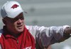 Arkansas football Coach Bobby Petrino and his assistants had a chance to meet with other members of the staff and compare notes and techniques before preseason practice starts this week.