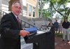 Benton County Judge Dave Bisbee read a proclamation outside the Benton County Courthouse on Tuesday declaring August Medicine Abuse Awareness Month.