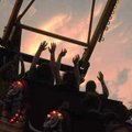 Riders enjoy the Viking swing ride Wednesday at the midway of the 111th Tontitown Grape Festival at ...