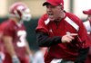 Coach Bobby Petrino at Razorback practice.