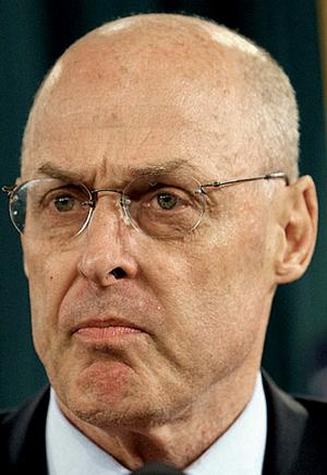 Henry Paulson, former U.S. treasury secretary, testifies before the Senate Budget Committee in 2008.