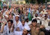 Supporters of the hard-line Islamist party Jamaat-e-Islami chant during an anti-U.S. rally in Peshawar, Pakistan, on Sunday.