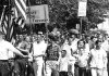 Marchers walk from the state Capitol toward Central High School on Aug. 12, 1959 - but police stopped them about a block from the school.