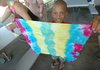  Ray Black, 7, displays his tie-dye creation during arts and crafts at Lake Nixon Day Camp.