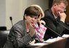Rep. Linda Tyler questions lottery Executive Director Ernie Passailaigue and Lottery Commission Chairman Ray Thornton during a legislative oversight committee meeting Tuesday at the state Capitol.