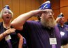 Kathy Kinser, Auxiliary president for the Department of Minnesota Military Order of the Purple Heart; and Gary Kinser, Minnesota commander for the MOPH; sang the national anthem while attending the opening of the 77th annual convention of the Military Order of the Purple Heart and its Ladies Auxiliary at the John Q. Hammons Center in Rogers on Tuesday. 
