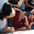 <b>Silly sisters</b>
Chi Omega members Anna Horton, right, and Katie Howe joke around during a grou...
