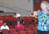 Nancy Blackwelder talked about 'Managing the Bus Environment' to the faculty at Gravette High School in the school auditorium Thursday.