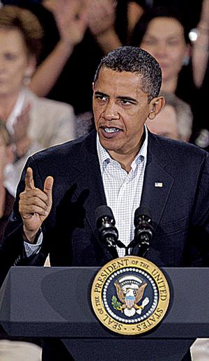 President Barack Obama speaks Friday about health-care proposals during a town-hall meeting in Belgrade, Mont.