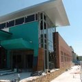 Workers are beginning construction on the interior of the new district court building at the interse...