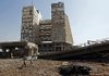 General view of a bridge destroyed in a car bomb explosion near the Finance Ministry in northern Baghdad, Iraq, Wednesday.