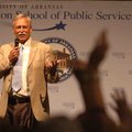 U.S. Rep. Vic Snyder answers questions about health care in August 2009 at a University of Arkansas ...