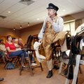 Saddle education Doug Kidd gives a presentation on historical horse saddles Wednesday during the Shi...
