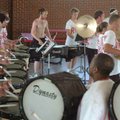 <p>Pounding practice</p>
The Razorback Drumline practices in a pavilion at The Gardens south of Bud...