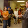 Alan Wilbourn, public information officer for the Fayetteville School District, gives a tour of Faye...