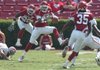 Arkansas' Jerell Norton looks for a hole in the defense as he runs the ball in the fourth quarter of the Hogs' 49-14 loss to Alabama in 2008.