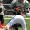 Future Tigers:  With blocking from Luke Johnson, No. 55, who tripped  a Colts defender, Bills quarte...