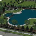 Construction breaks ground on Orchards Park, shown below in an artist rendering, on Wednesday.  The ...