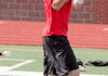 Jace Davis struggles to haul in a pass. 