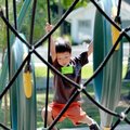 <b>Taking the challenge</b>
Alex Helms, 5, climbed on the playground obstacle station at Capt. Fiel...