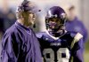 Junction City coach David Carpenter gives instructions to receiver jacob Thurlkill in the 2A Championship game at War Memorial Stadium.