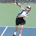 Skylar Abbott returns the ball to Daniel Byrd during the boys 12 singles final Aug. 24, 2008 at the ...