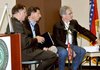 U.S. Rep. John Boozman, R-Ark., left, Sen. John Barrasso of Wyoming, center, and Sen. Tom Coburn of Oklahoma took questions from the audience at the Shewmaker Center for Workforce Development at Northwest Arkansas Community College in Bentonville on Thursday.  