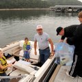 Bre Thompson, from left, Dalton Thompson, Ken Abrams, Barry Thompson and Marsha Abrams boarded a boa...