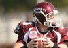 Cody Kirby, junior quarterback for Missouri State, is set to throw the ball.