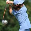 Fayetteville's Olivia Lavy watches her tee shot on the first hole during play Monday at Fayetteville...