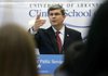 Rep. Mike Ross, D-Ark., discusses proposed health-care legislation on Monday with students at the University of Arkansas Clinton School of Public Service in Little Rock. 