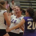 Fayetteville junior Hannah Breden (29), Haley Martin (3) and senior Alex Hightower (20) celebrate a ...