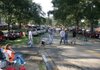 Tailgaters mingle outside War Memorial Stadium before a game in Little Rock in September 2008.