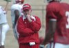 Arkansas coach Bobby Petrino watches his players practice on the UA campus on Sept. 1.