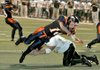 Heritage running back Zac Stewart dove into the end zone for a touchdown during the third quarter of Friday night's game at Gates Stadium in Rogers. Stewart rushed for 77 yards and scored two touchdowns in the season-opening win. 

