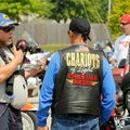 "Sharpie the Biker Poet" talked motorcycles with Dennis Barnett, a member of the Chariots of Light C...
