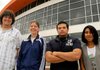 Colton Pace, from left, Rickie Kimball, Virgil Palma and Sandy Moran will be among the first students to complete their senior years entirely at Heritage High School in Rogers. 

