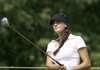 Maria Verchenova watches her drive from the fifth tee during a practice round for the LPGA's P&G Beauty Northwest Arkansas Championship on Monday at Pinnacle Country Club in Rogers. The 23-year-old Russian received a sponsor's exemption to the tournament.