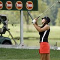 LPGA player Maria Verchenova hits from the 9th fairway Tuesday during a practice round for the P&G B...