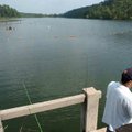 Angel Arredondo fishes on Monday at Lake Wedington while families celebrate Labor Day at the lake, w...